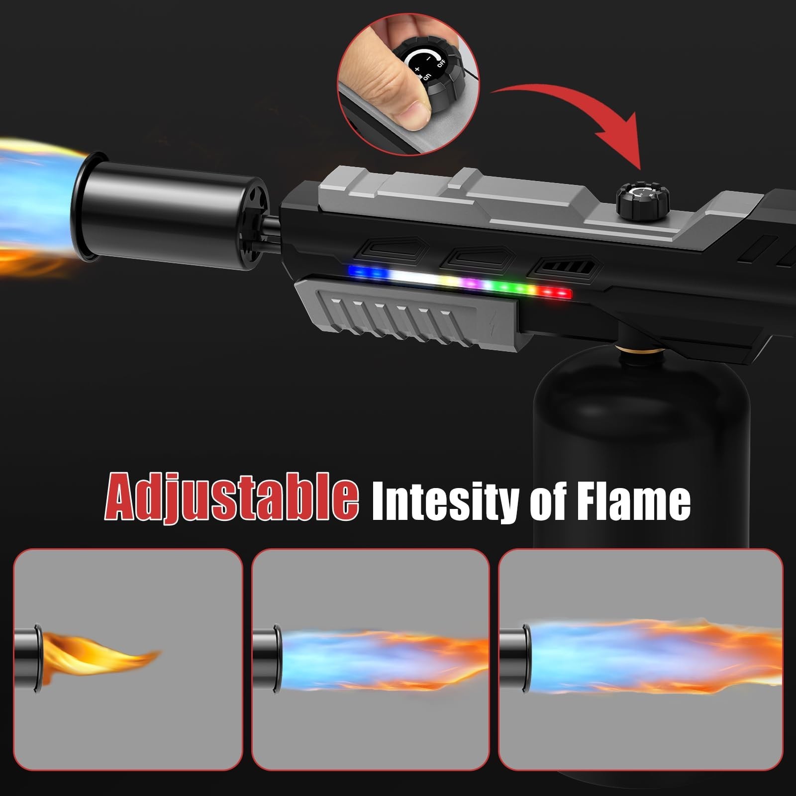 Powerful Propane Torch Gun, Adjustable Flame Thrower Gun with Front-Mounted L...