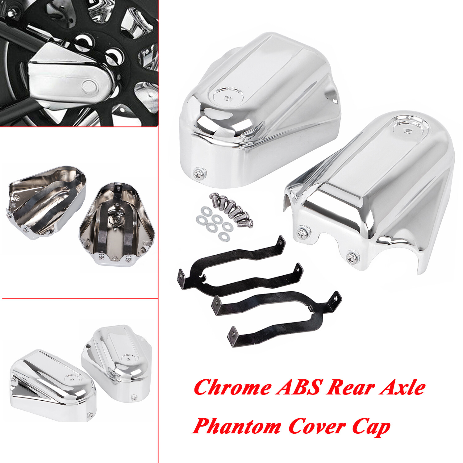 Pair Rear Axle Covers Swingarm Cap Chrome Bar Shield for Harley Softail 2008-19