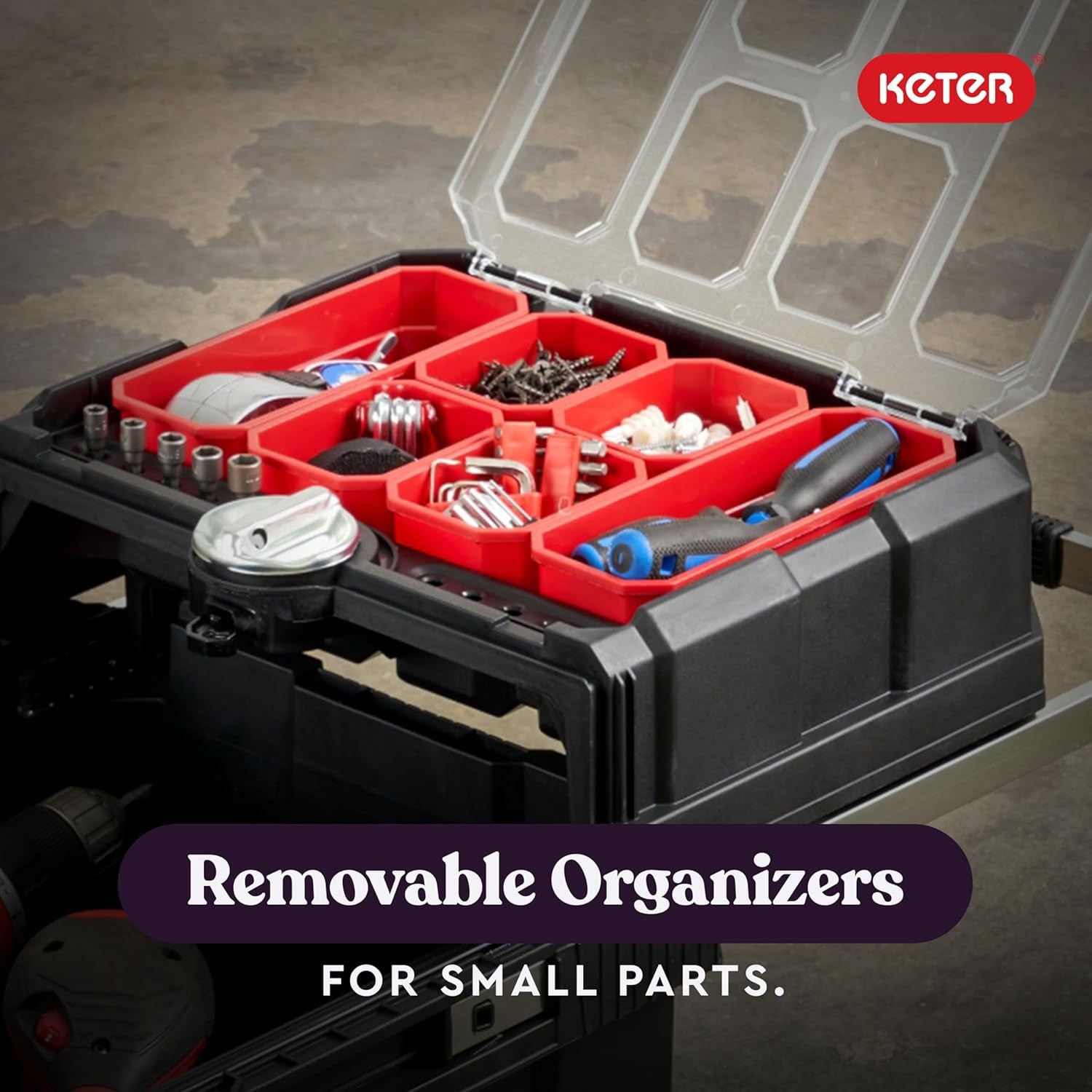 Masterloader Resin Rolling Tool Box with Locking System and Removable Bins