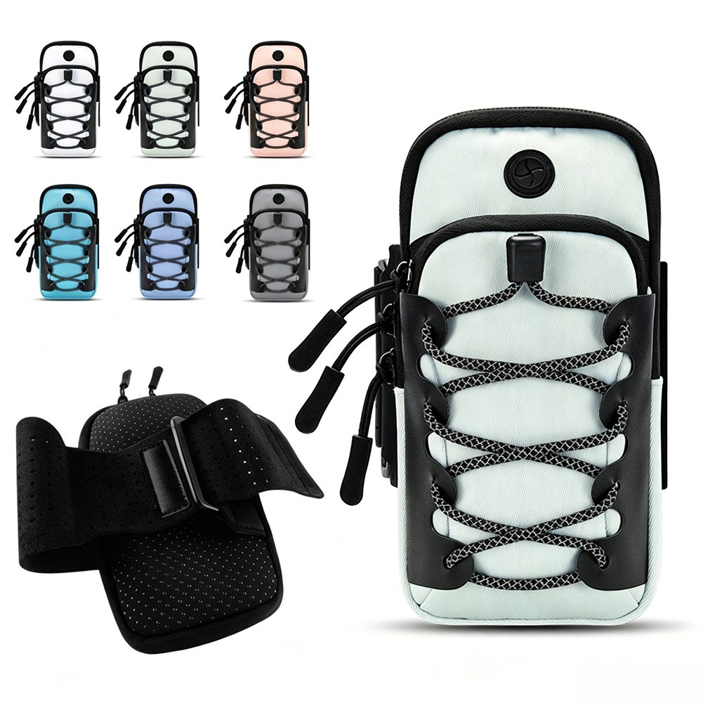 Running Bike E-Bike Phone Arm Pouch with Reflective Trim and Waterproof Zippers