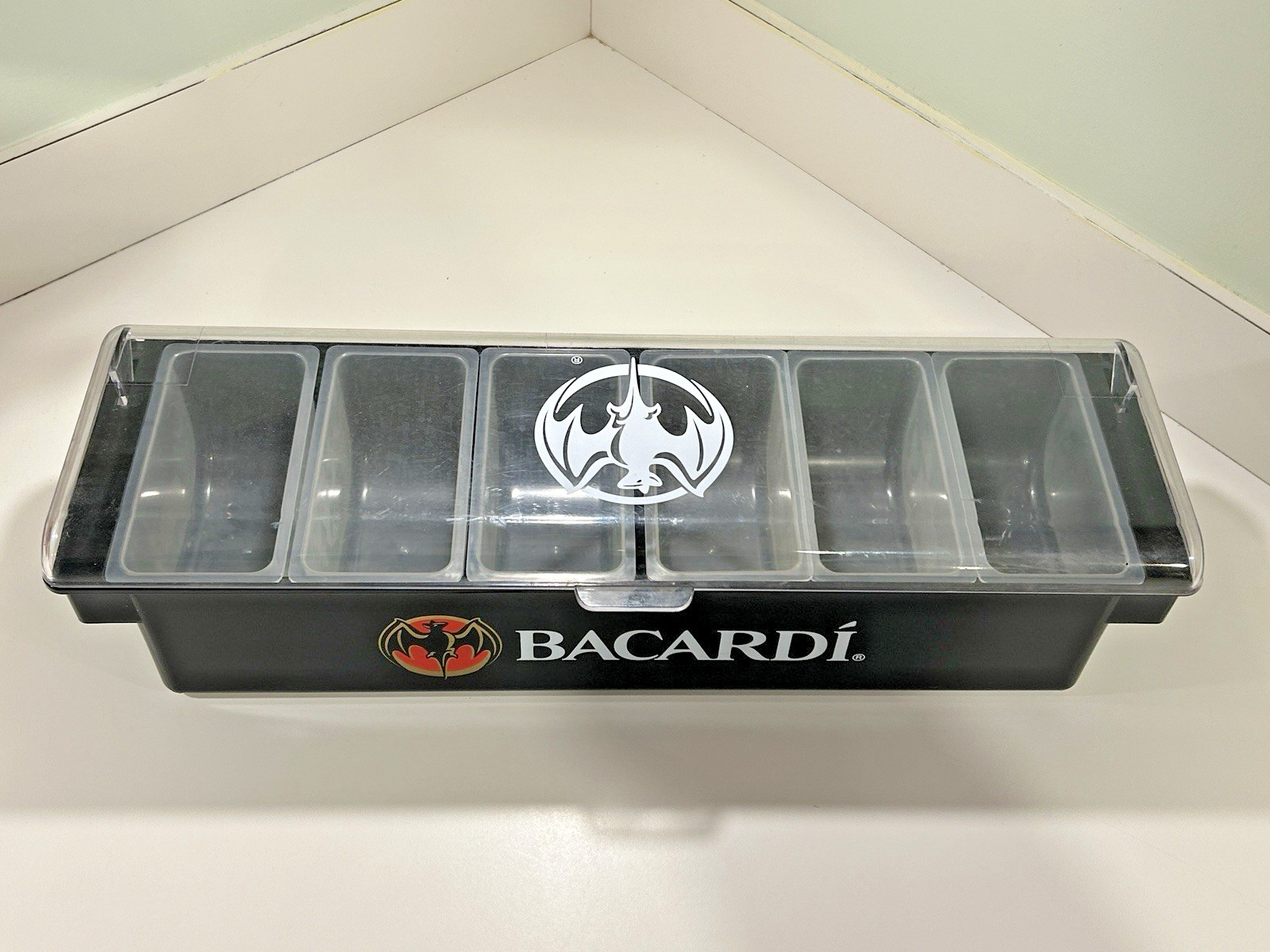 Bacardi Rum Bar Caddy Condiment Tray Six Compartments Barware Man Cave