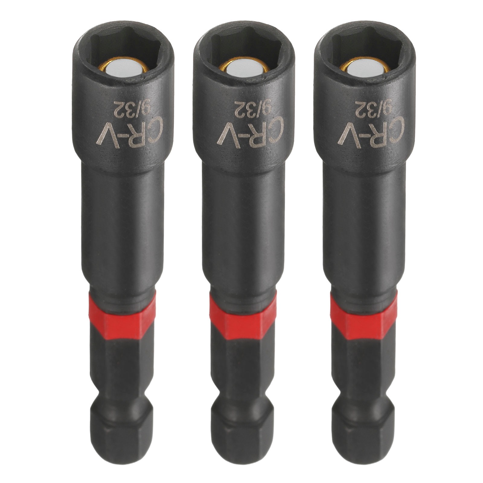 3pcs Nut Driver Drill Bits 9/32 Inch Socket 1/4" Hex Shank 3" Magnetic Setter