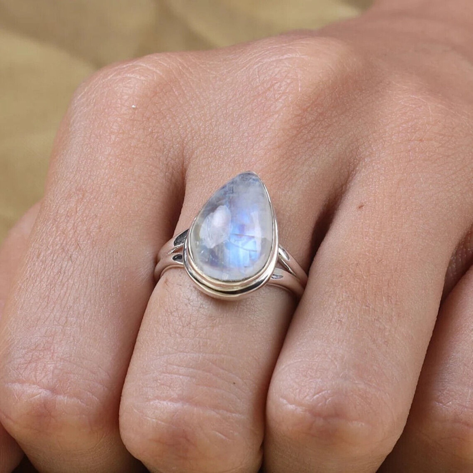 moonstone Gemstone Solid 925 Sterling Silver Beautiful Ring All Size SR2110