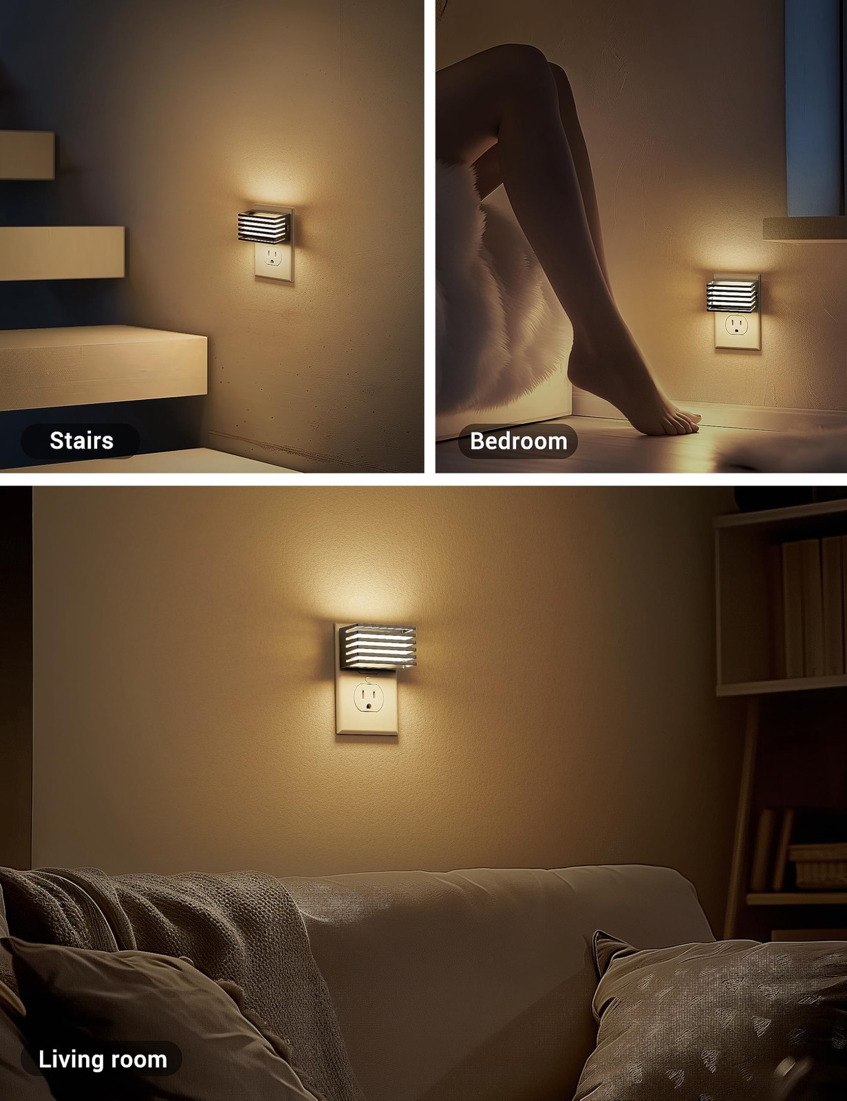 JandCase LED Night Light, [2 Pack] Lights Plug into Wall 2 Pack, Black