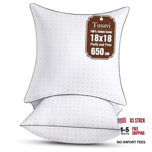 18"x18" Pillow Inserts Set of with 100% Cotton Cover Decorative Square 18x18 2