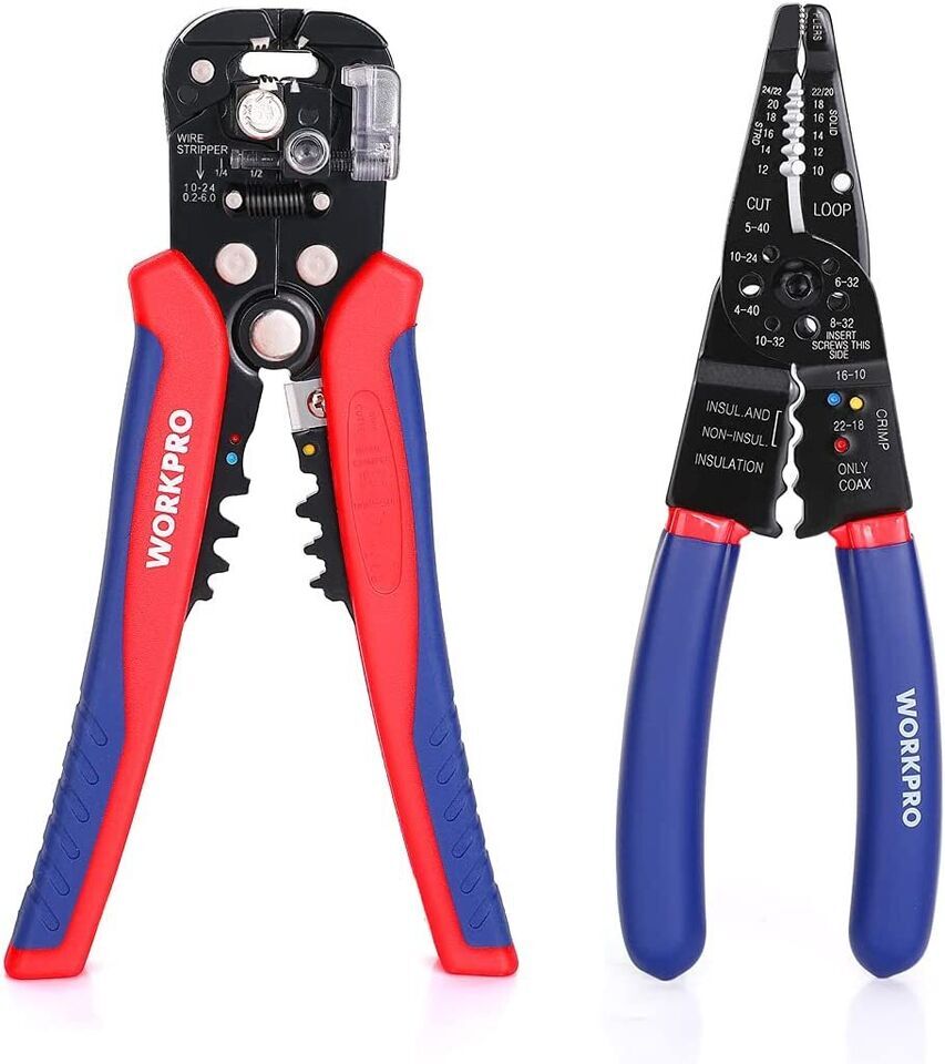 WORKPRO Wire Stripper Set 8" Self-Adjusting Wire Stripper 8" Multi-Tool Stripper
