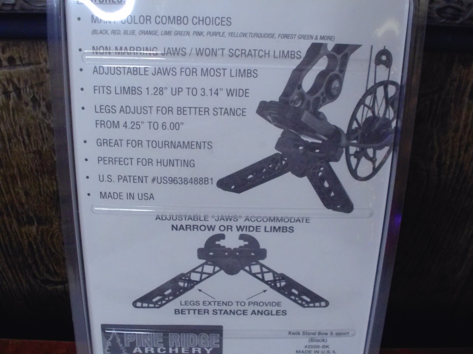 Pine Ridge Archery Kwik Stand Bow SUPPORT Kickstand-BLACK