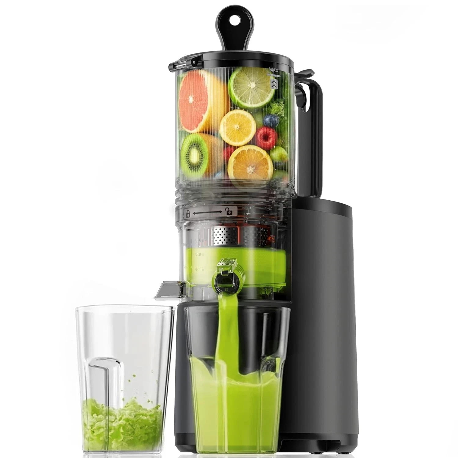 Cold Press Juicer, 5.5" Extra Large Feed Chute Slow Masticating Juicer, 250W ...