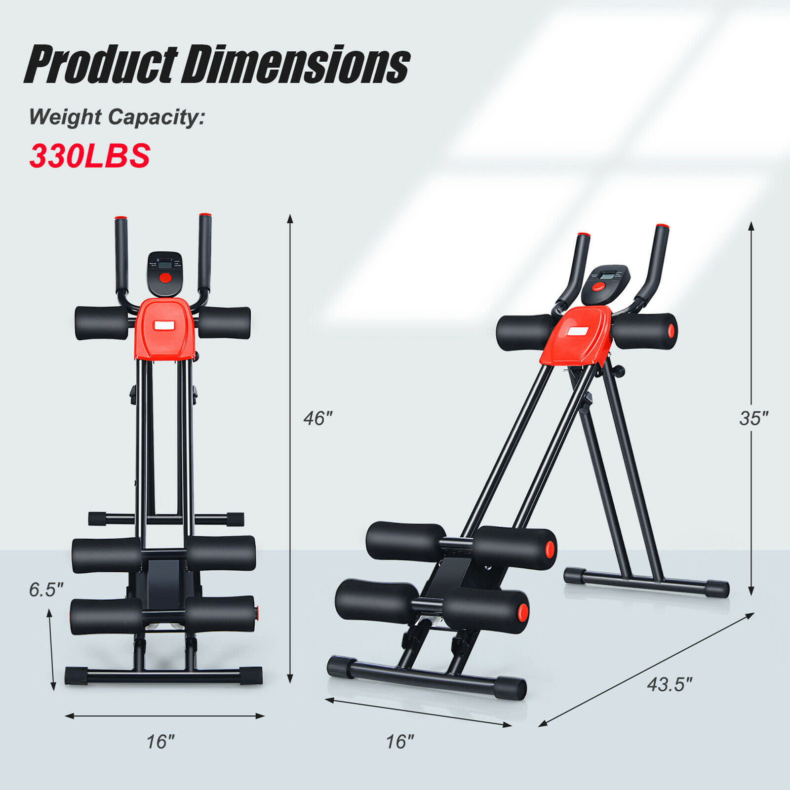 Adjustable Foldable Core Abdominal Trainer AB Crunch Workout Machine W/Display