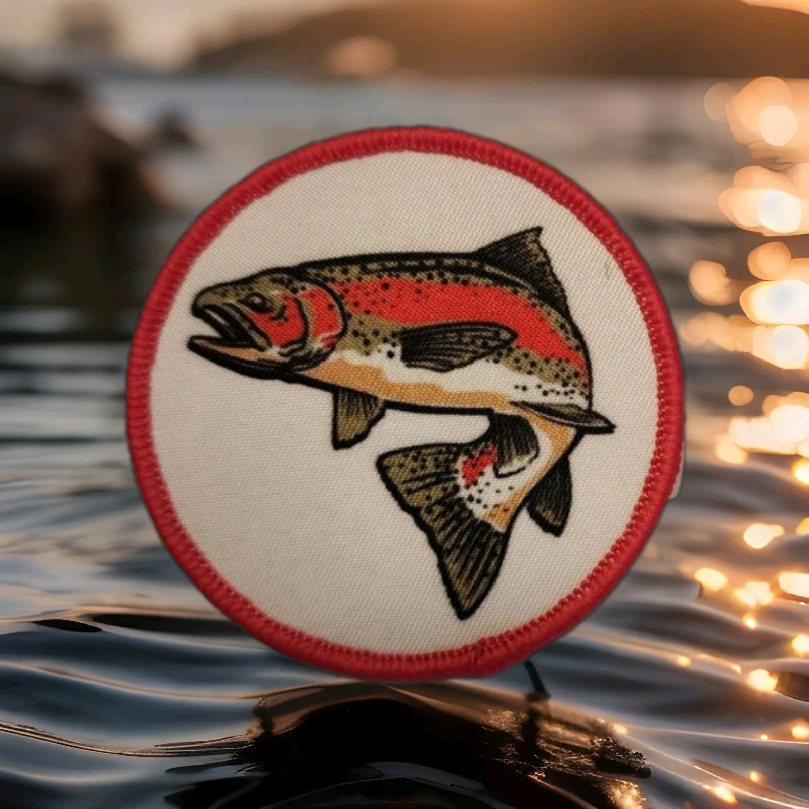 Rainbow Trout  Circle Patch Sew On Fly Fishing