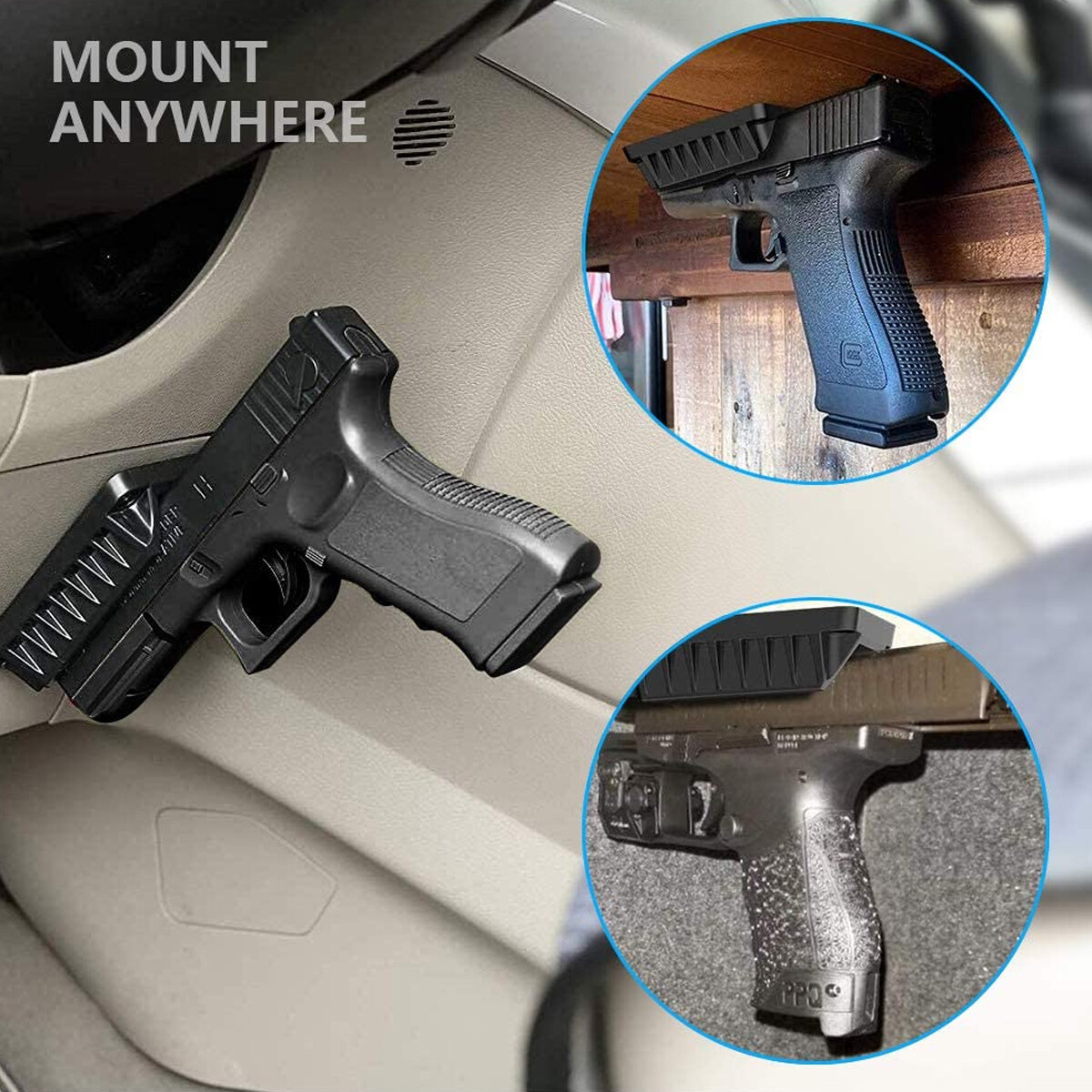 Gun Magnet Mount Pistol Holder Holster Concealed For Glock Car Under Desk 1/2x #