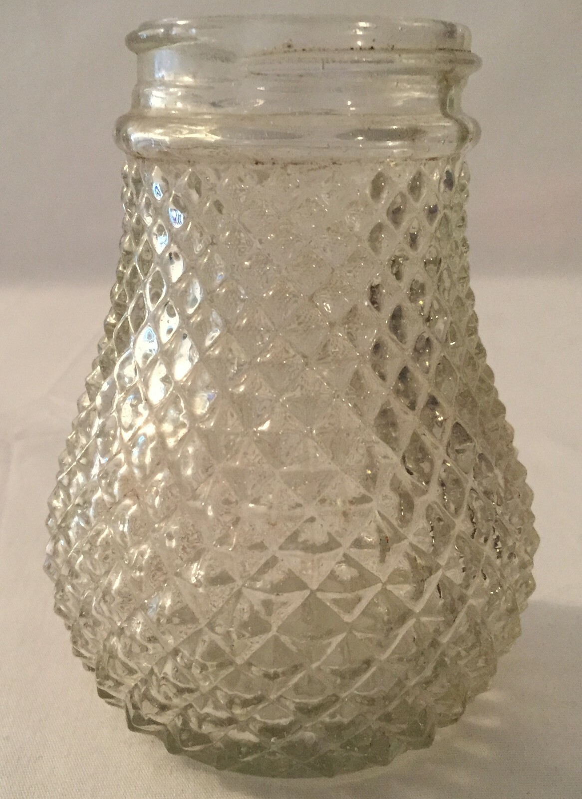 Vintage Sawtooth Clear Glass Pear-Shaped Jar
