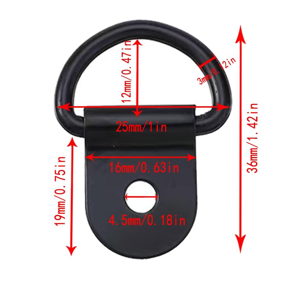 18Pcs Black D Rings Anchor Lashing Ring, D-Ring Tie Downs, for Car Truck Trailer