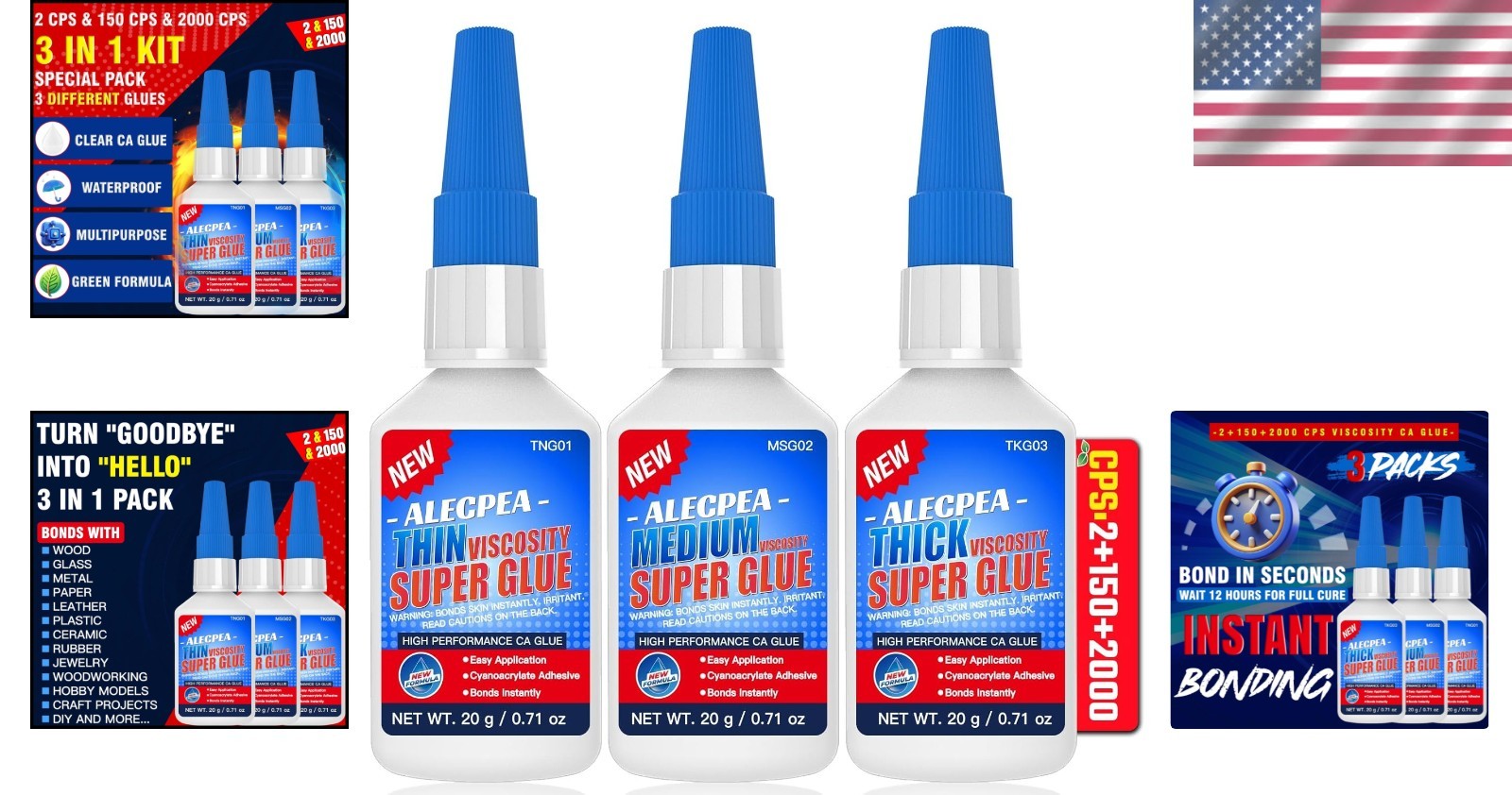 3 Viscosities CA Glue: Thin, Medium & Thick - Perfect for Every Project