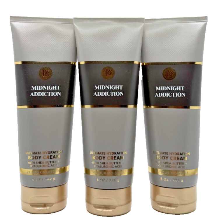 NEW Bath & Body Works Lot of 3 Tubes Midnight Addiction Body Cream 8 oz