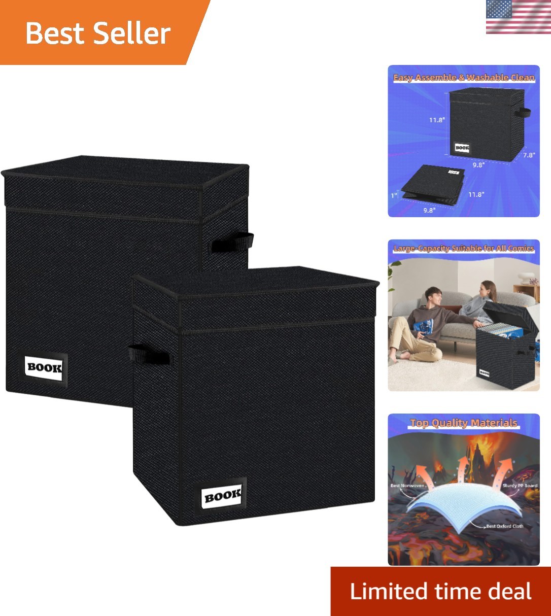 Sturdy & Collapsible Comic Storage Box Set, Water-Resistant, Functional Design