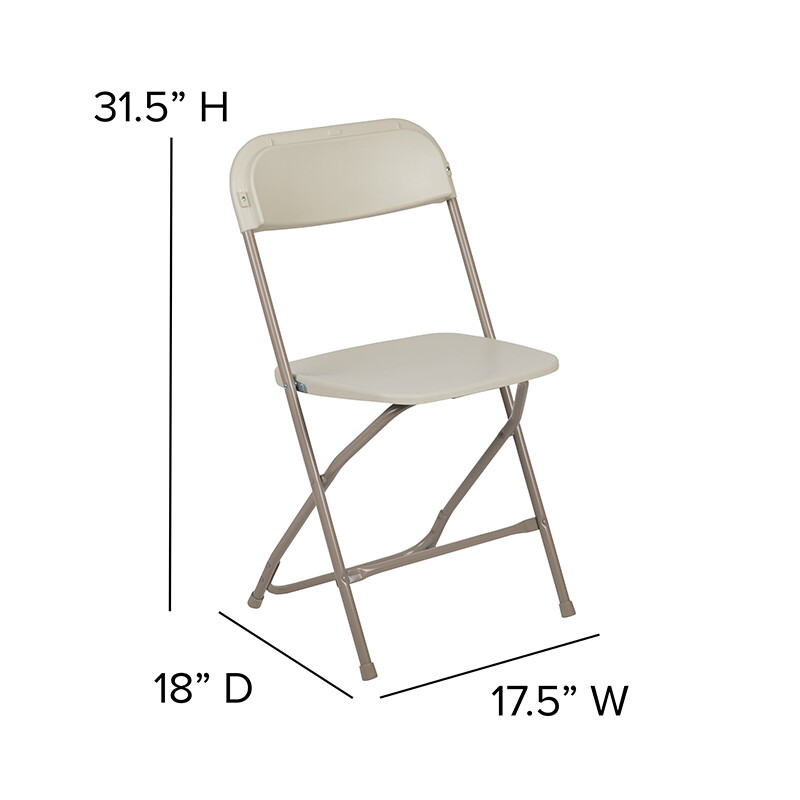(50 PACK) 650 Lbs Weight Capacity Commercial Quality Beige Plastic Folding Chair