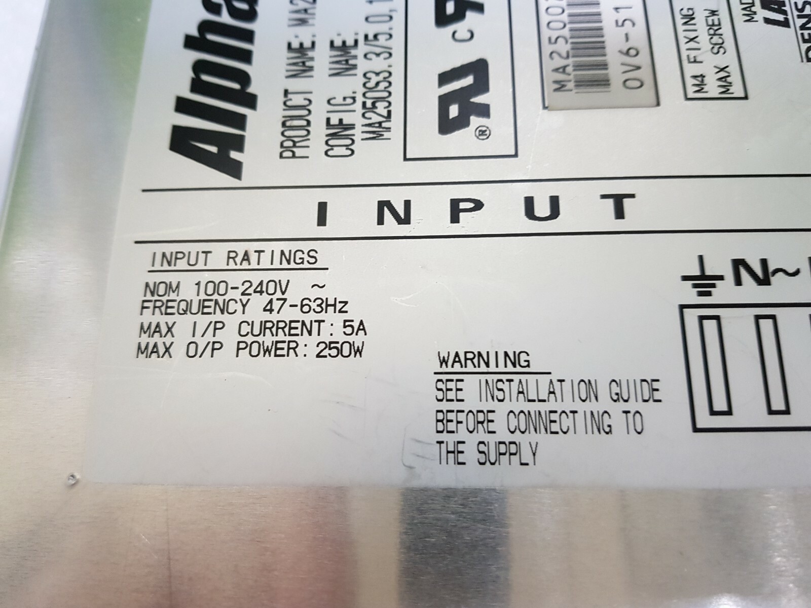 LAMBDA POWER SUPPLY Alpha 250S MA2500204A 250W