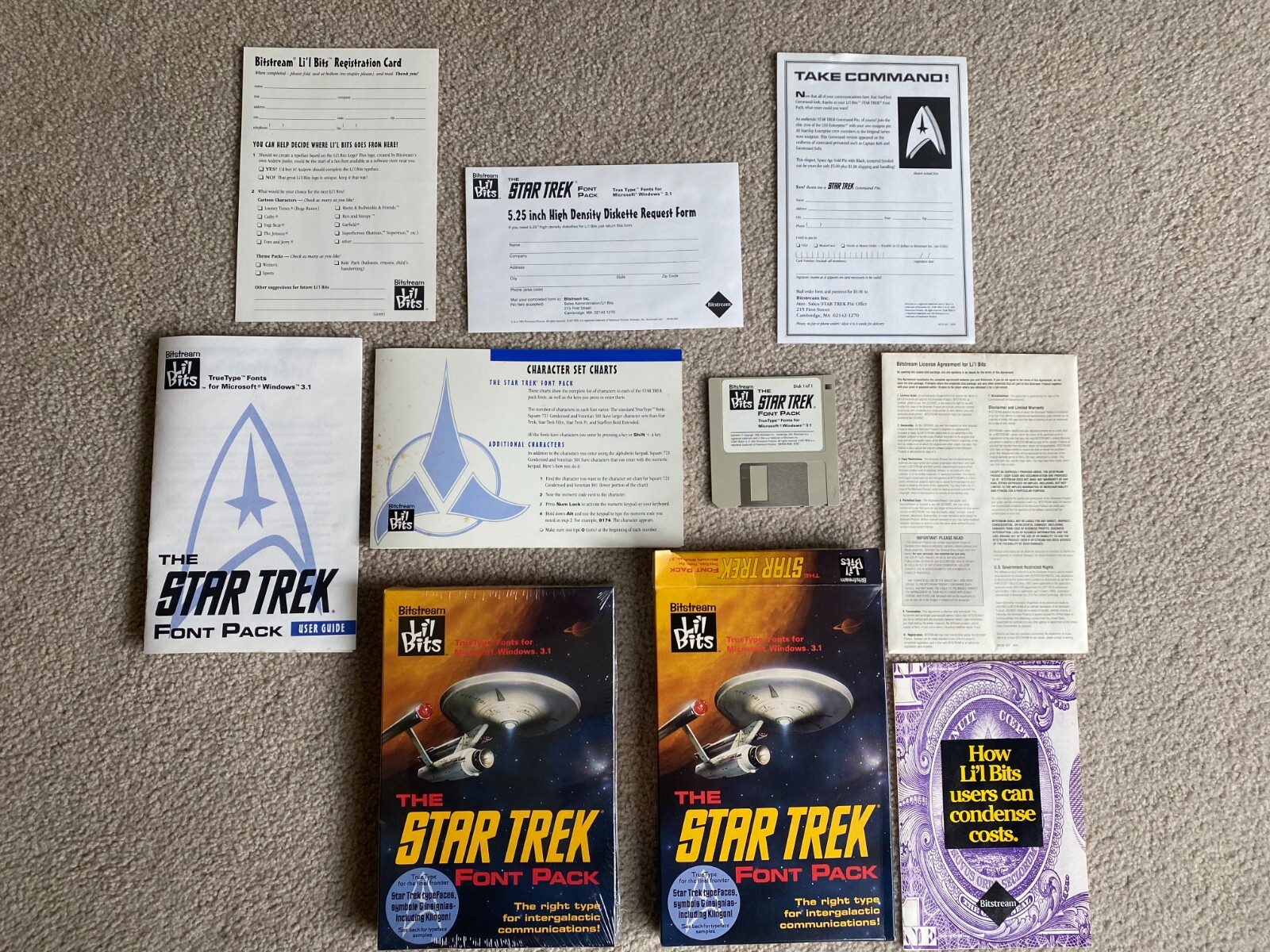 1992 The Star Trek Font Pack MS-DOS Or Windows 3.1 Computer NEW SEALED & OPENED