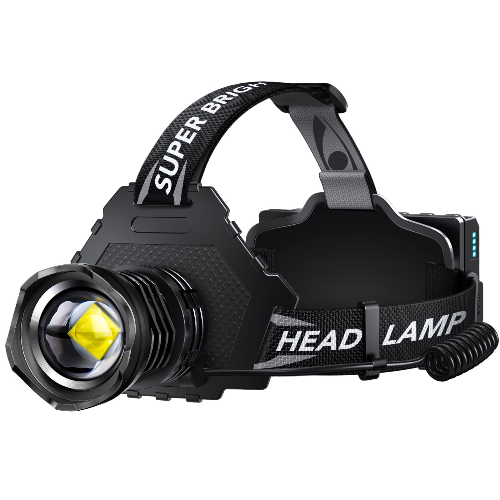 AKNEAR Rechargeable LED Headlamp Super Bright, 99000 High Lumens Head Lamp Zo...