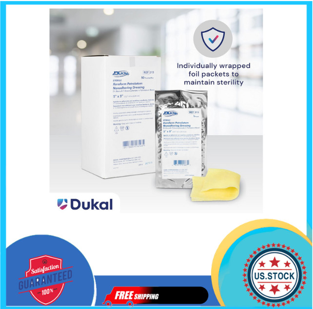 Dukal Xeroform Petrolatum Gauze, Sterile, 5" W x 9" L (Box of 50)