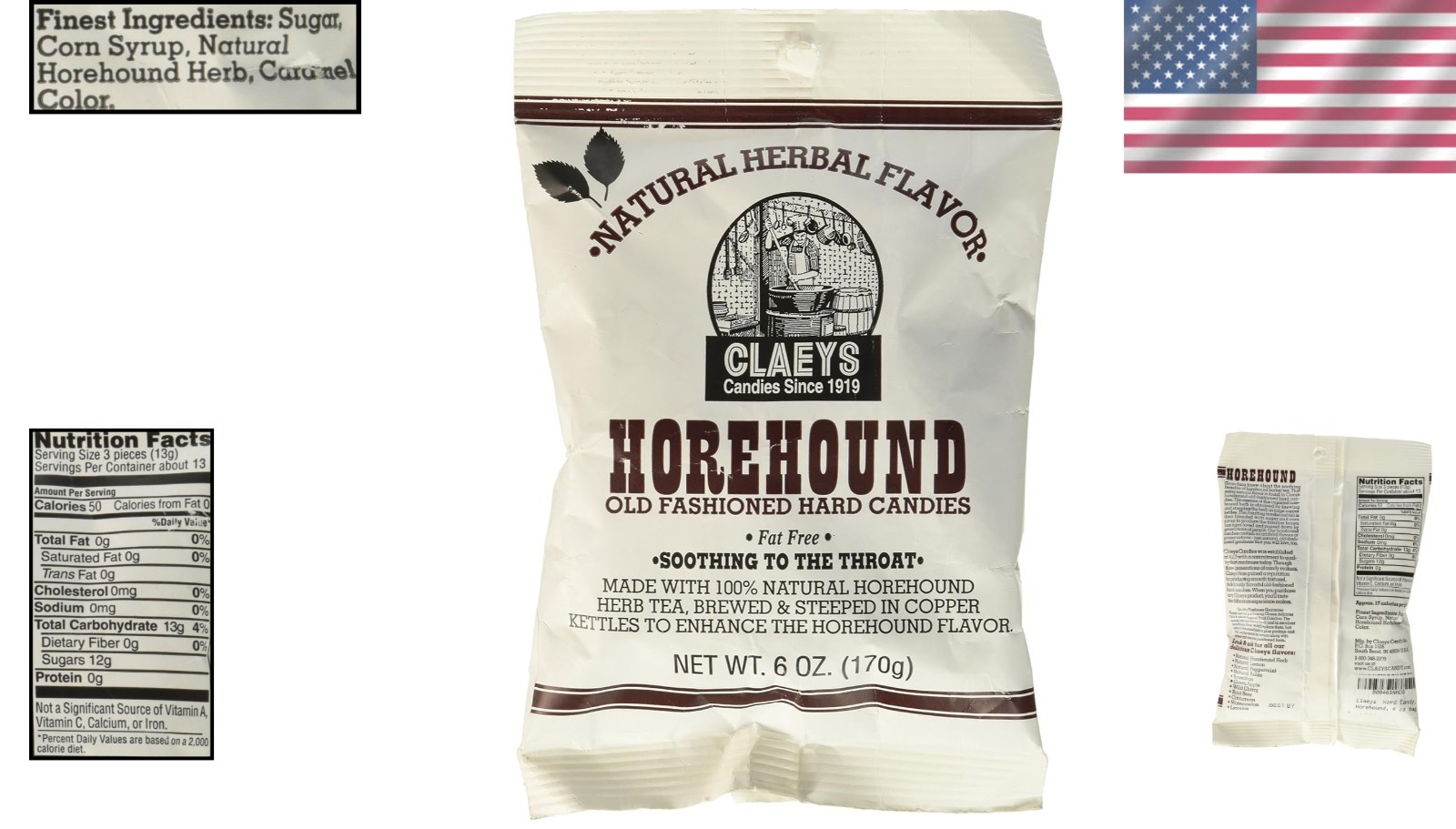 Authentic Horehound Hard Candy - 6 Ounce Round Pieces, Nostalgic Delight