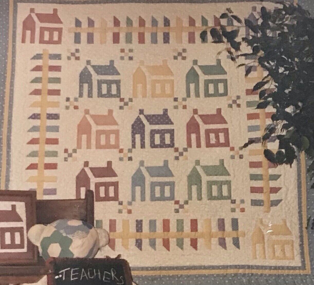 Vtg Rare TEACHER’S FAVORITE Four Corners SCHOOL Wall hanging Quilt Pattern only