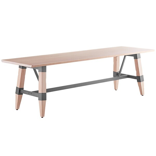 30" x 96" Rectangular Solid Wood Live Edge Restaurant Table Top in White Wood