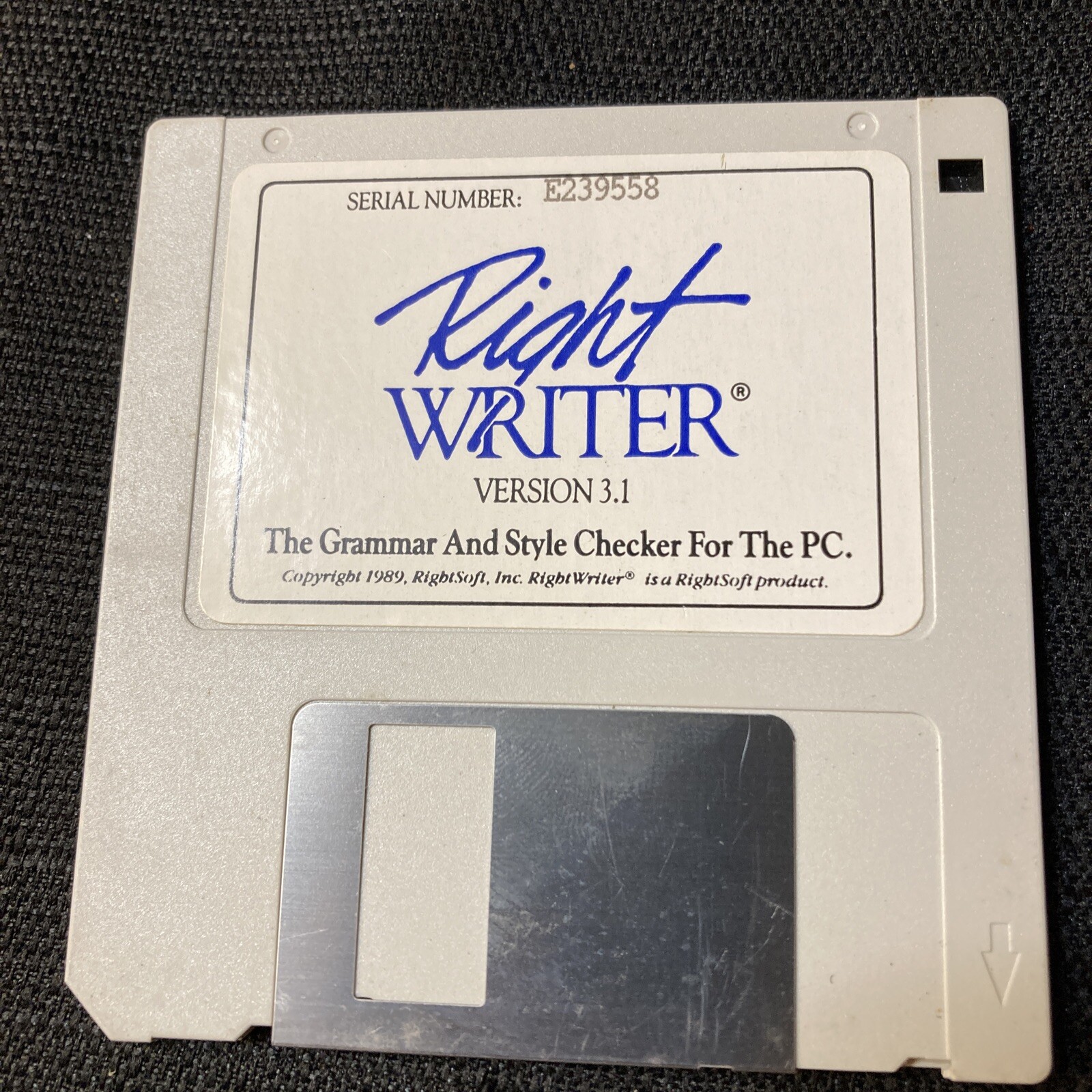 Vintage Computer Software Right Writer Version 1.1  Floppy