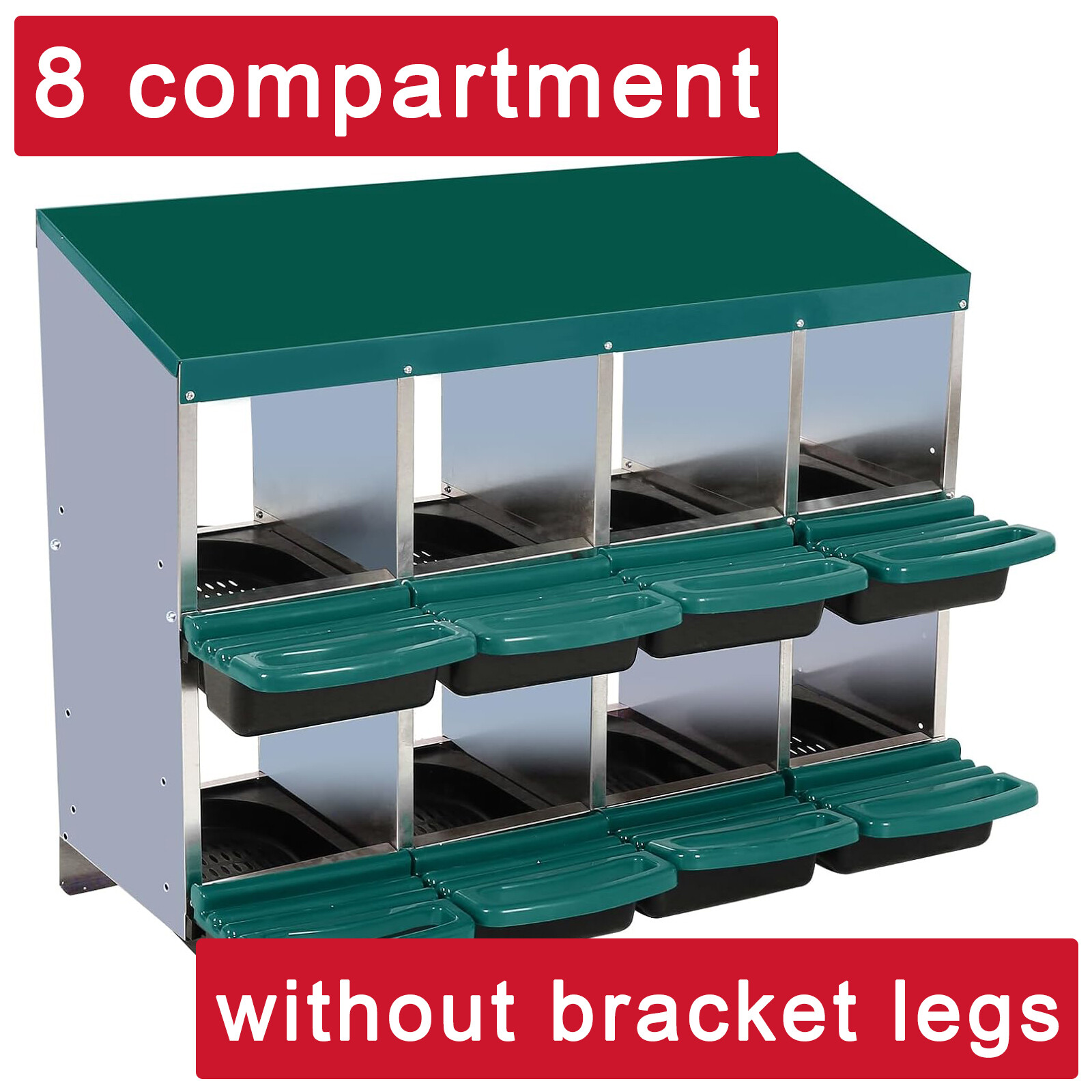 2 Tier 8/10 Compartments Chickens Nesting Box for Laying Eggs With/Without Legs