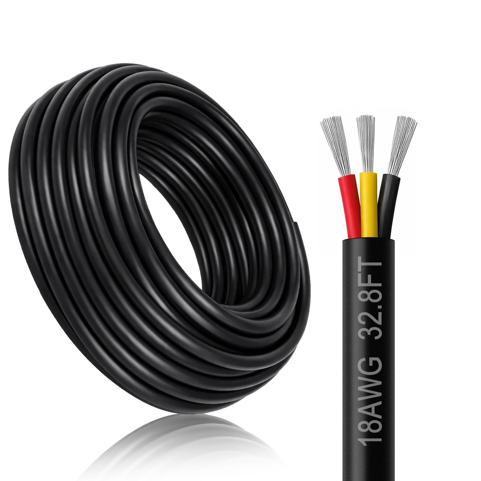 DEKIEVALE 18 Gauge 3 Conductor Electrical Wire, 32.8FT 32.8FT/10M, 18AWG-3C