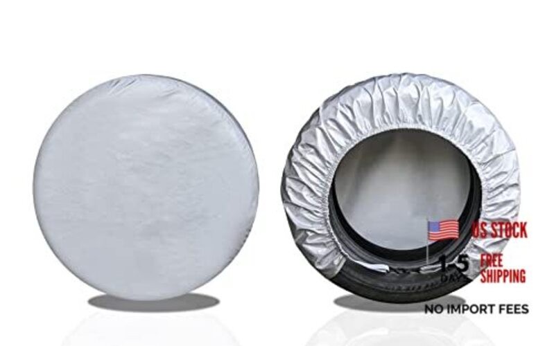 Kayme Rv Tire Covers 2 Pack, T3-L-27-29 Inch Tire Diameters Two-Aluminum-Silver