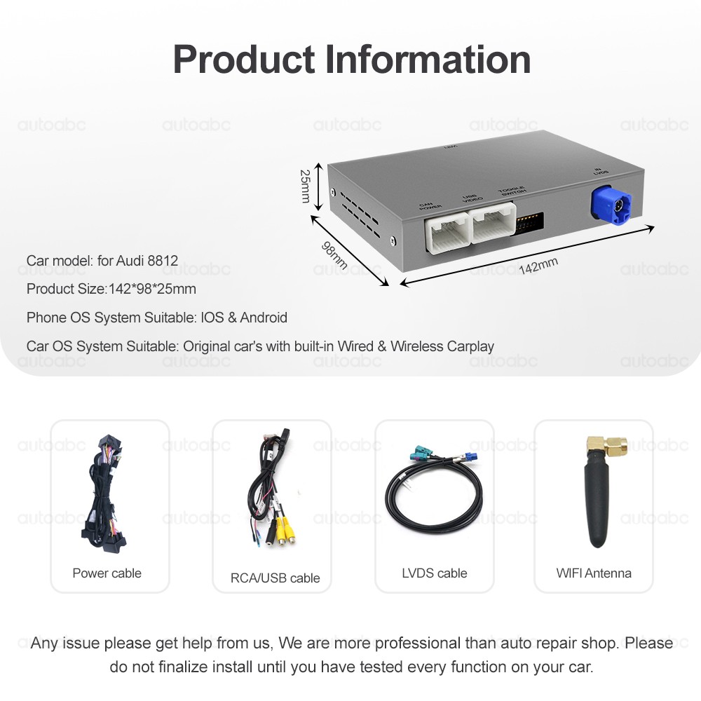 For Audi A8 2011-2017 Wireless CarPlay Android Auto Airplay Autolink Retrofit RT
