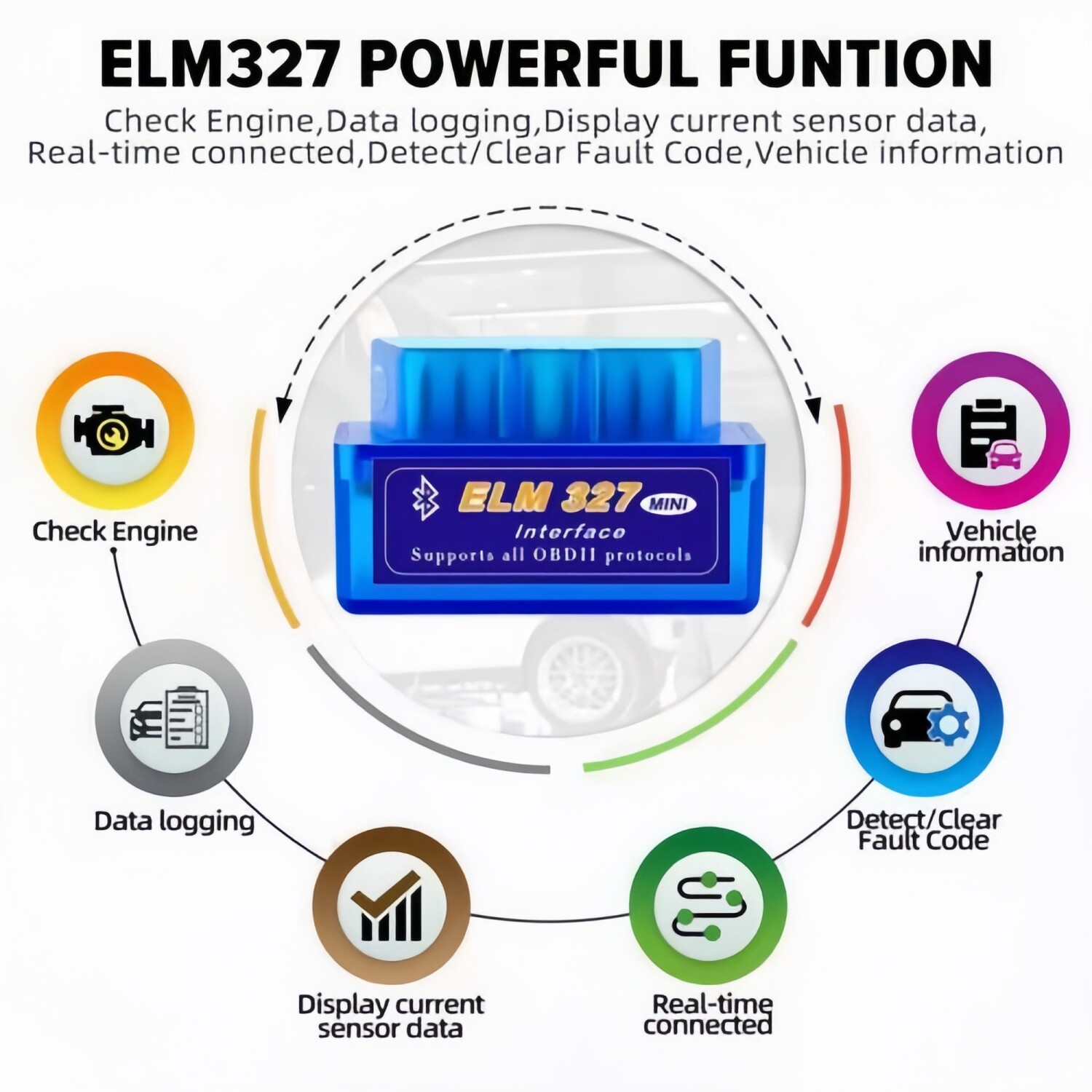 Mini ELM327 V2.1 OBD2 II Bluetooth Car Auto Diagnostic Tool Interface Scanner US