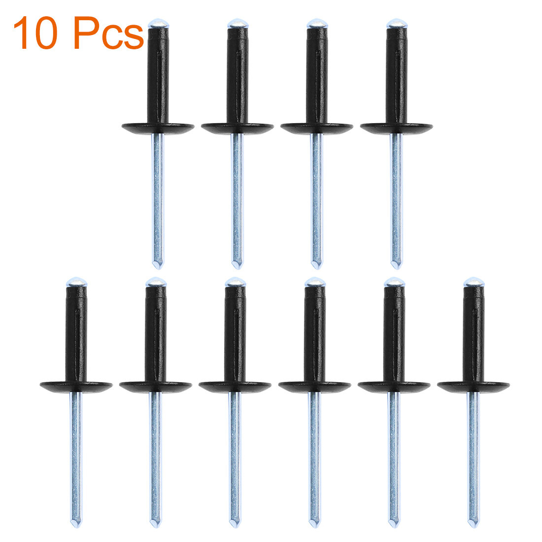 10pcs Black Blind Rivet Grip 4.8mm x 21mm Cap 16mm Diameter Round Head for Car