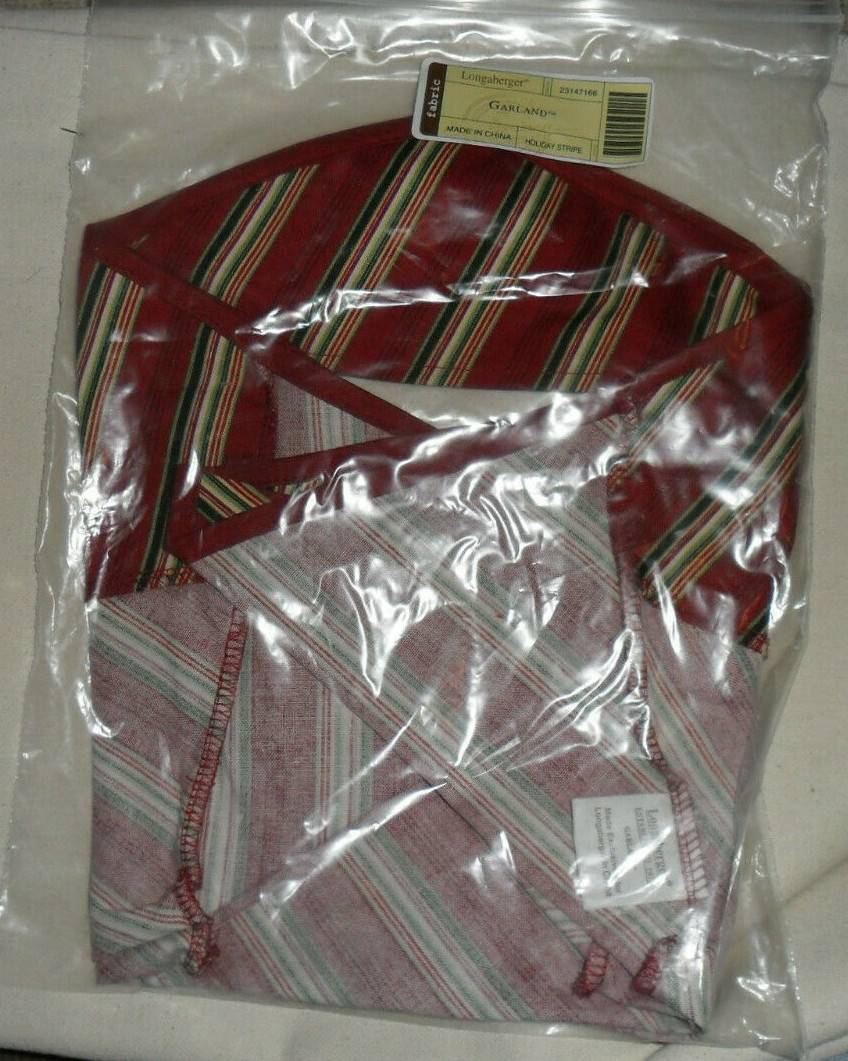 Longaberger Garland Basket Fabric Liner in Holiday Stripe #23147166 NEW