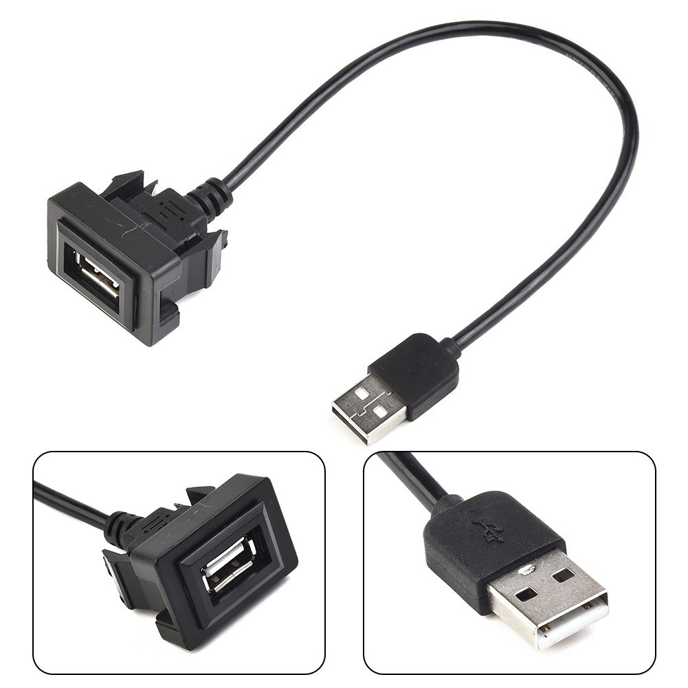 Dashboard Flush Mount USB Car Male to Female Extension Cable Adapter For Toyota