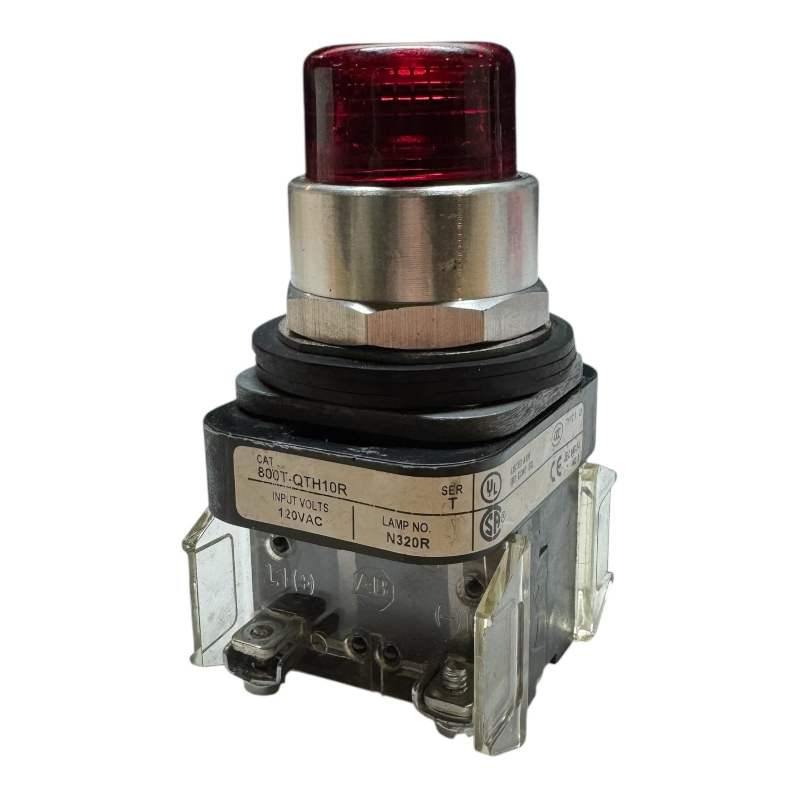 Allen-Bradley 800T-QTH10R Red Pilot Indicator Light 120VAC Heavy Duty Control