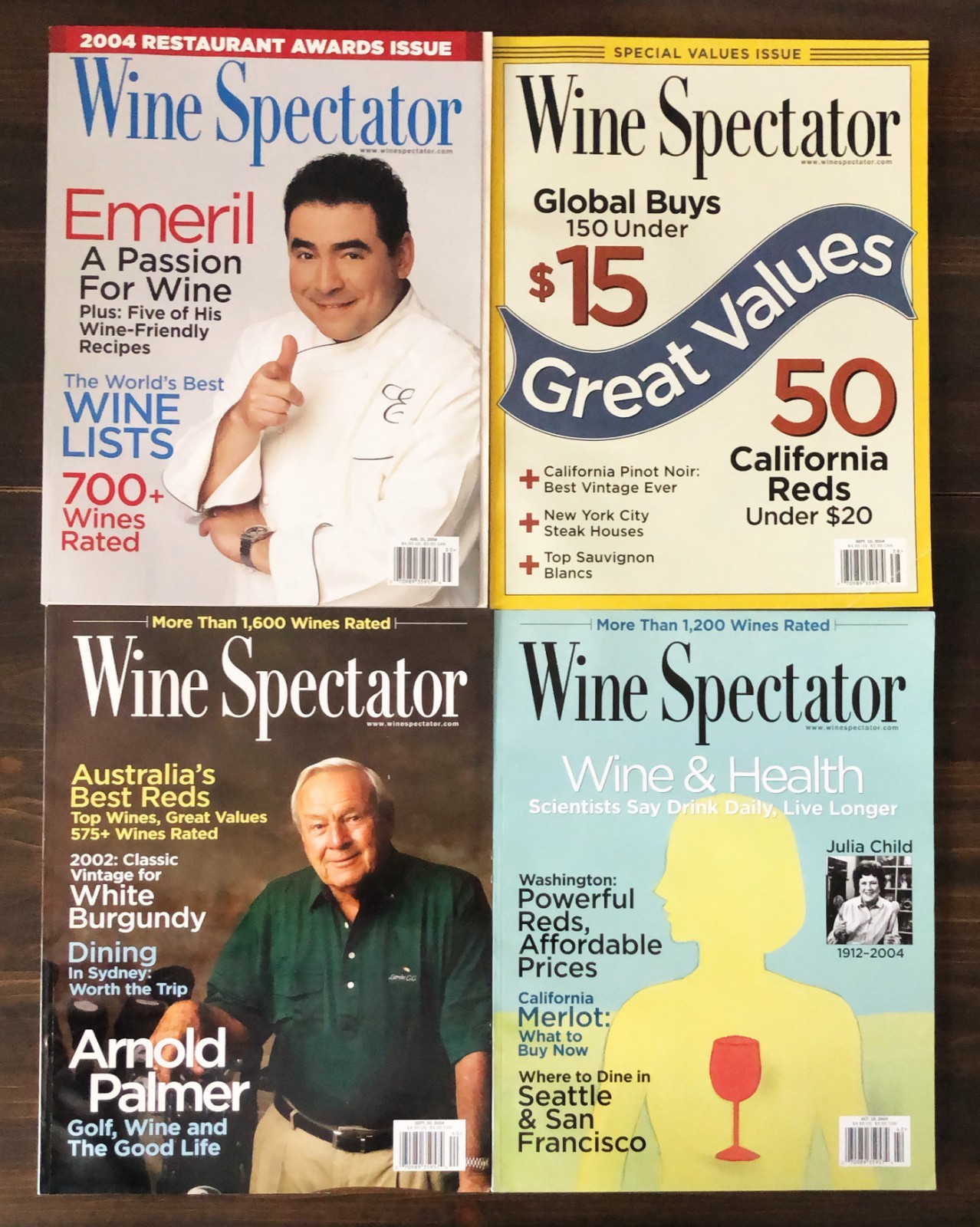 2004  Wine Spectator Magazine - Lot of 4 (Aug 31, Sep 15, Sep 30, Oct 15)