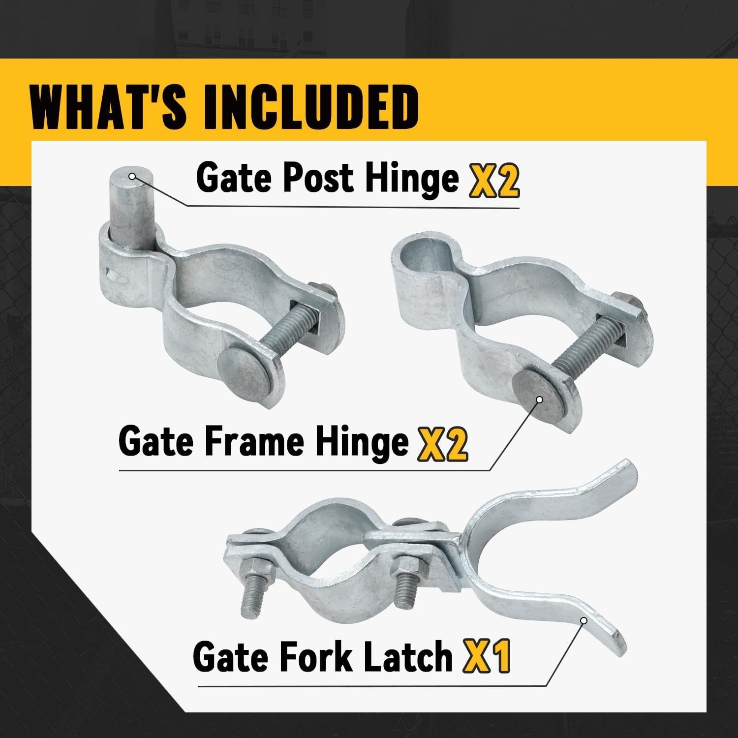 VIVIDA 1-3/8 Chain Link Gate Hinge Kit, Include Male & Female Gate Hinge, 1-...