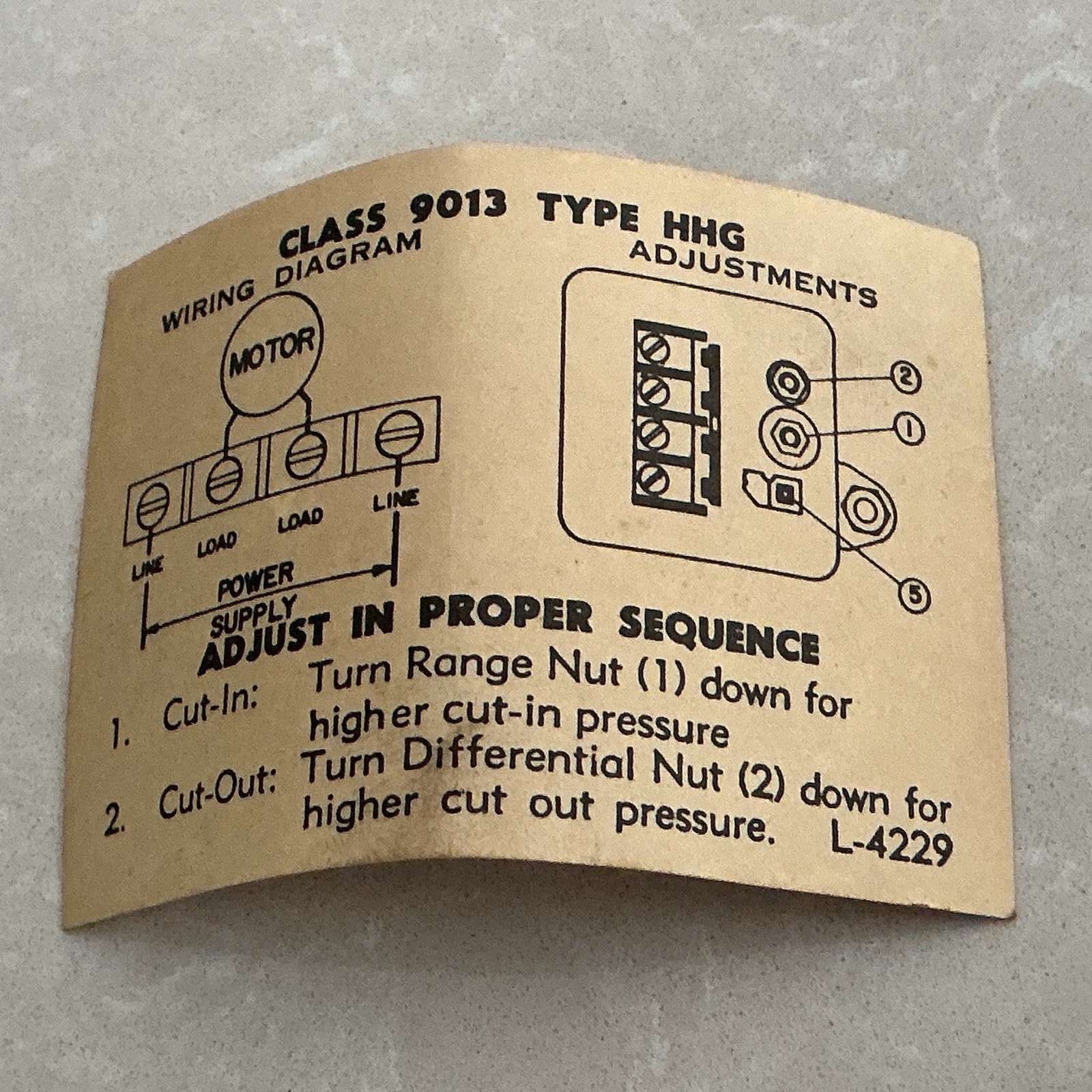 Square D Pressure Switch HHG 9013