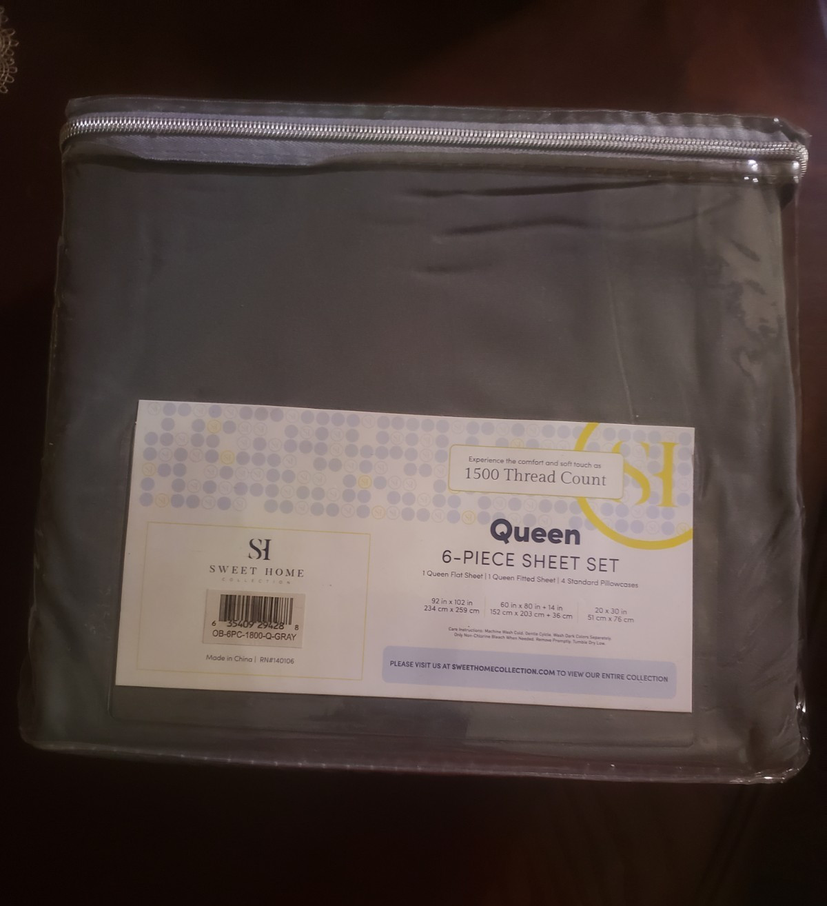 Sweet Home Collection Queen Size Bed Sheets, 6-Piece, 1500 Thread Count Gray