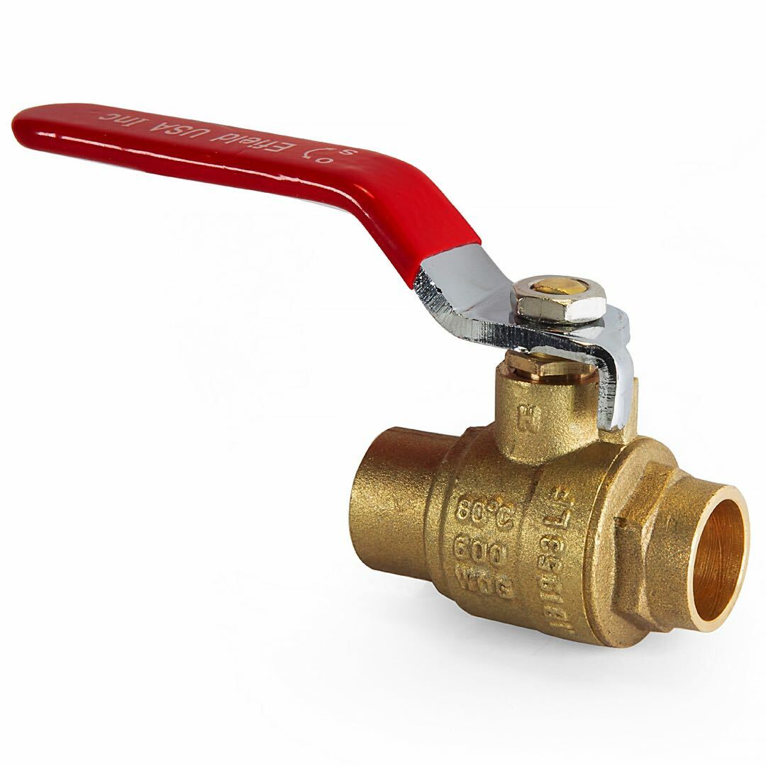 EFIELD 5 PCS 1/2 Inch Sweat Brass  Shut-off Ball Valve For Water ,Oil, Gas