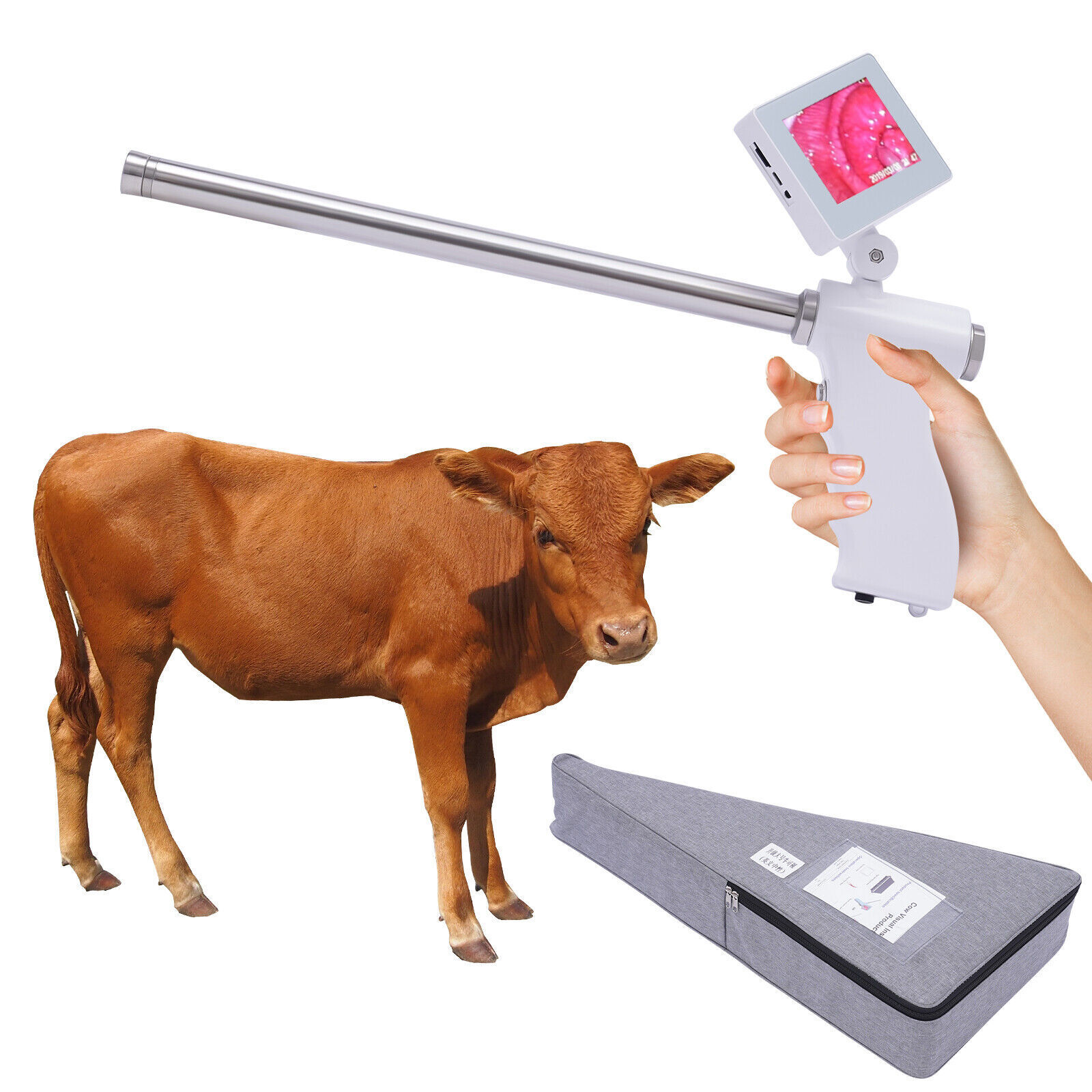 Visual Artificial Insemination Gun Cow Kit Camera with 360° Adjustable Screen