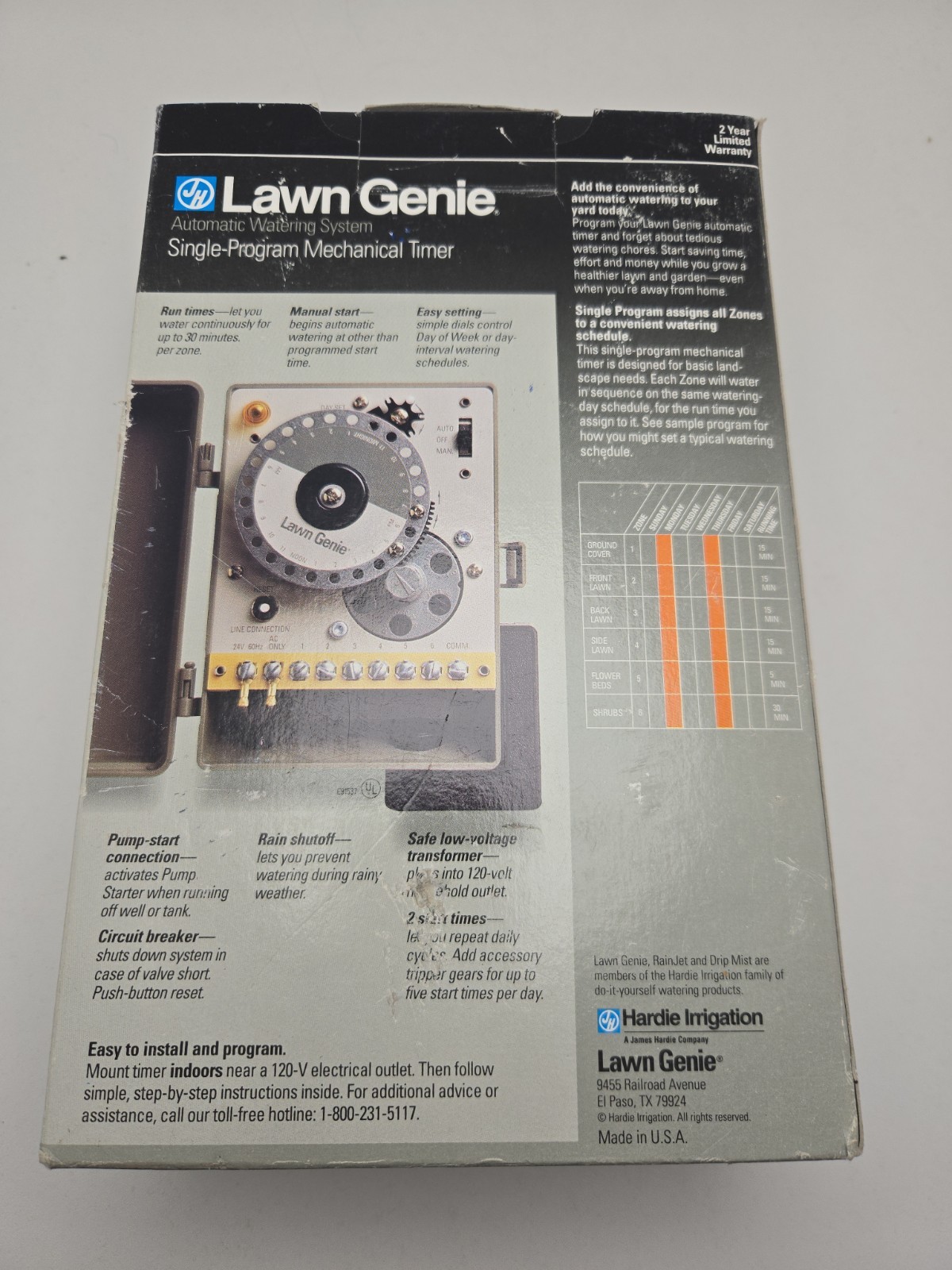 Lawn Genie Single Program 6 Zone Mechanical Sprinkler Timer L50106P