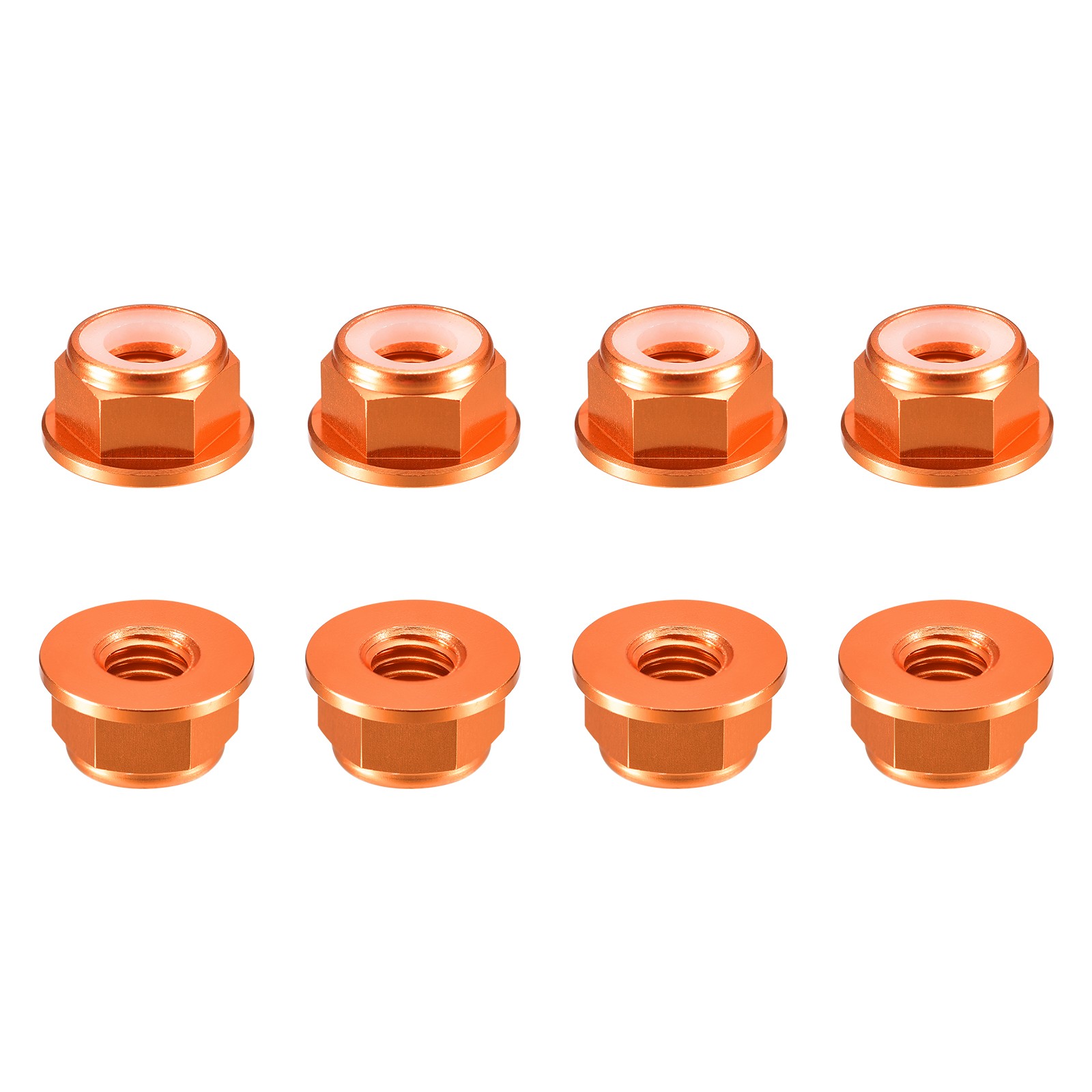 Nylon Insert Hex Lock Nuts, 8pcs - M5x0.8mm Self-Locking Nut(Orange)