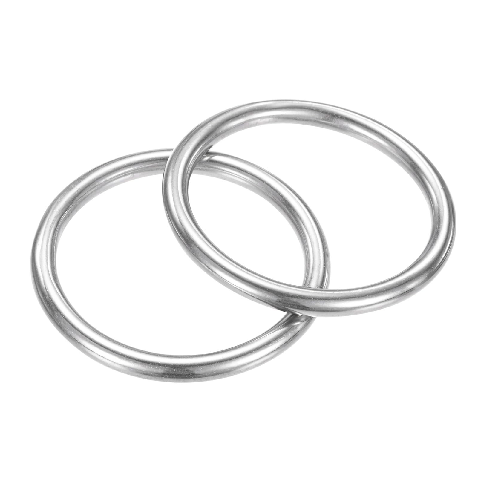 TIXIPEM 2 Inch Dia Metal O Rings [2Pcs] - 316 Stainless Steel 0.23x2", Silver