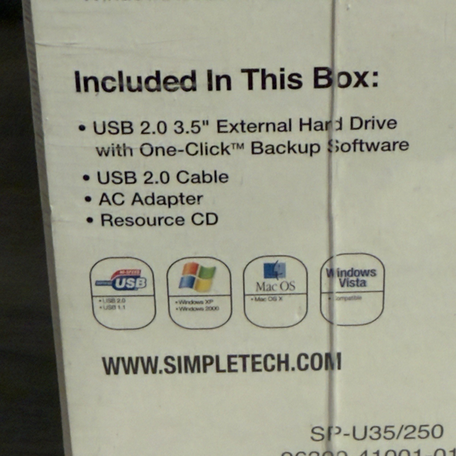 NEW SimpleTech SimpleDrive External Hard Drive 250GB Hi-Speed USB 2.0