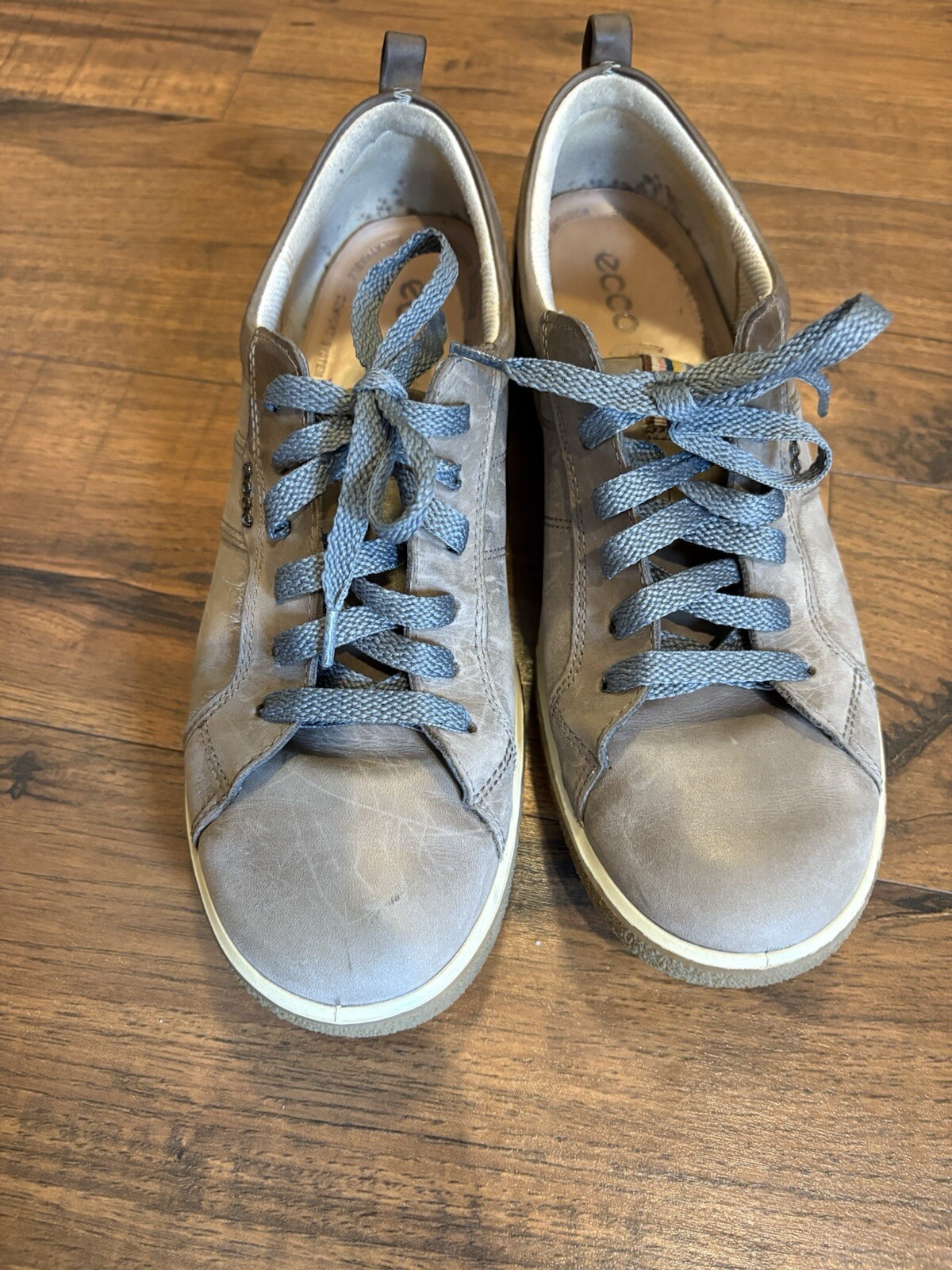 Ecco Chase Tie Women’s Gray Taupe Leather Sneakers Shoes Size 38 US 7.5