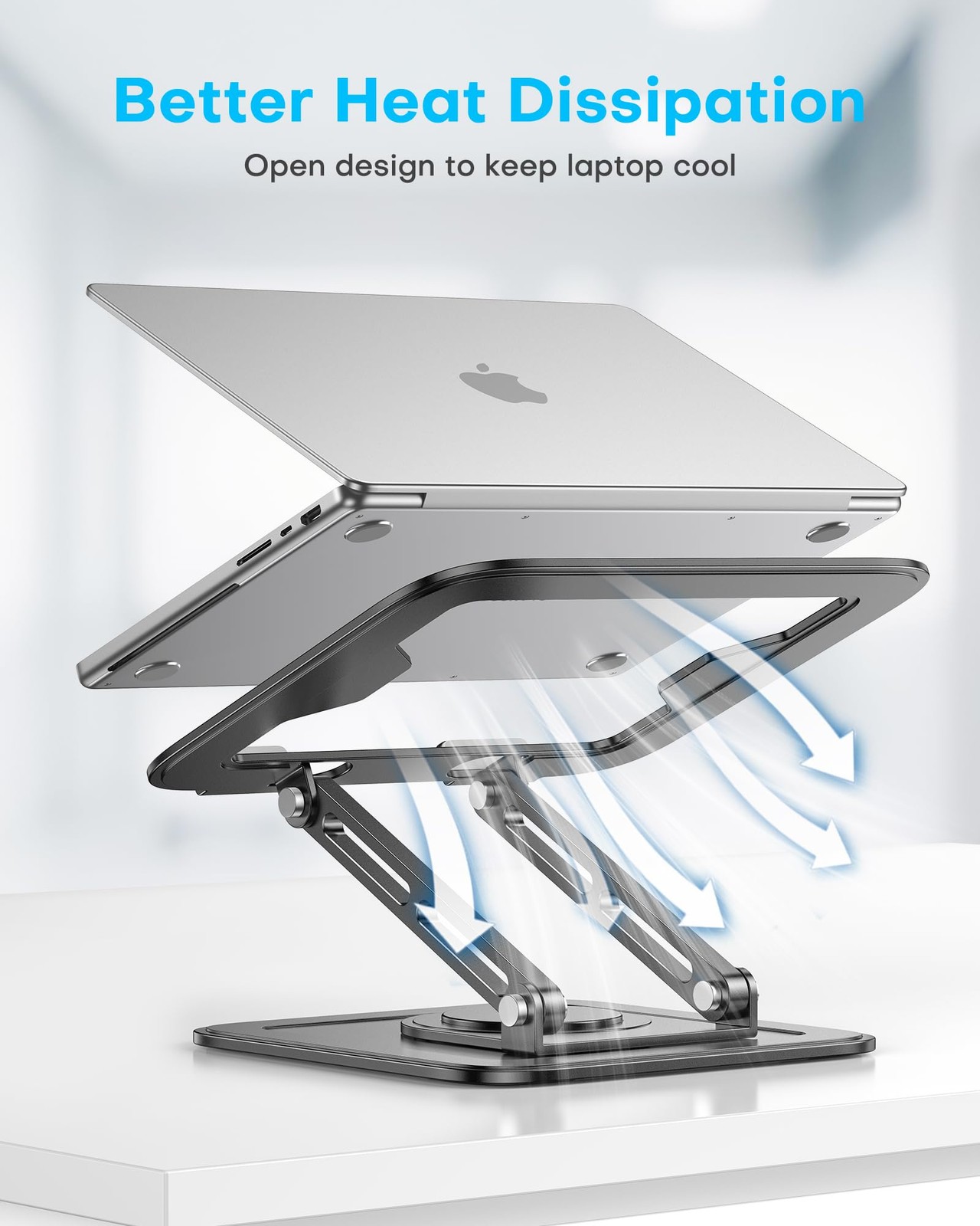 360 Rotating Laptop Stand Foldable Ergonomic Riser Metal